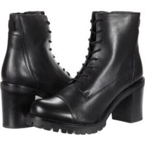 Spring‎ Step Women's Damarys Black Leather Lace Up Heeled Combat Boots - Size 38